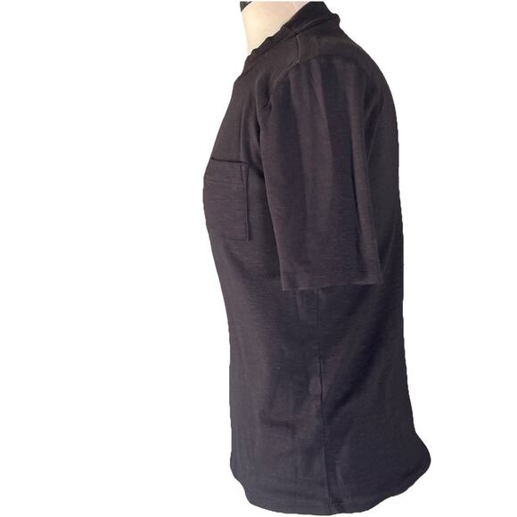 Ann Taylor Loft Shirt Women’s Black Short Sleeve Cotton/ Spandex Crew Neck - Picture 3 of 4